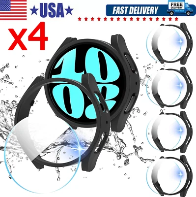 4X Samsung Galaxy Watch 4 5 6 7 40/44 Tempered Glass Protector Screen Case Cover