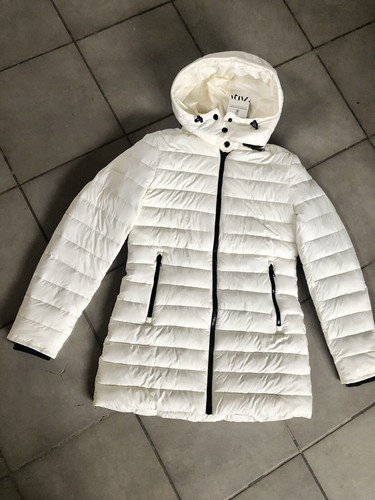 OFF WHITE Cappotto imbottito isolante termico Zara ecrù bianco con cappuccio Comfortemp S UK10 #P26S