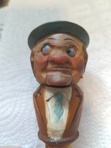 Rare Vintage Old Anri Hand Carved Wood Nutcracker Man Figurine Bottle Cork Plug - Picture 1 of 11