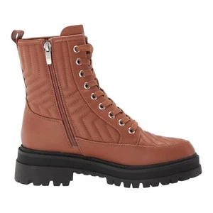 Marc Fisher Boots Women’s Size 7.5M Pierce Combat Lace Up Brown Faux Leather - Picture 1 of 8
