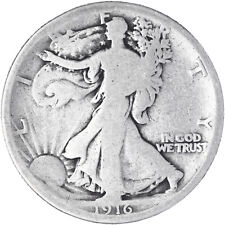 1916 (P) Walking Liberty Half Dollar 90% Silver Good GD See Pics X777