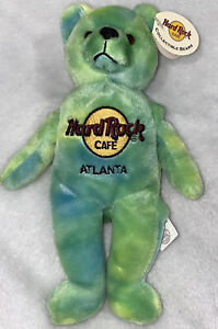 Rare Hard Rock Cafe Type Dye Green Atlanta  Bean Bag Plush Bear With Tags
