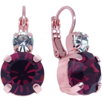 Mariana Enchanted Rose Gold Earrings in Round Purple with Light Green 1156 NWT - Image 1 of 3