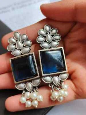 Monalisa Stone Silver Replica Earring - Image 1 of 2