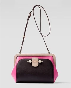 Bolso bandolera Jason Wu Daphne bloque de colores, marrón/magenta NUEVO - Imagen 1 de 1
