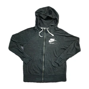 NIKE Felpa con Cappuccio Donna Grigio Medio Leggera Casual Atletica Giacca Full Zip - Foto 1 di 4