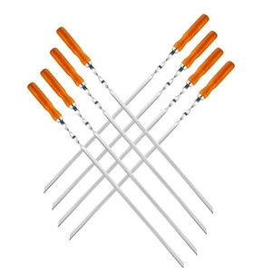 8er Set Edelstahl Spieße mit Holzgriff 580x10x3mm - Bild 1 von 5