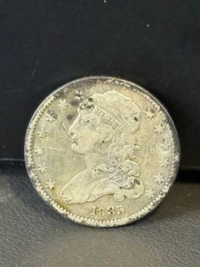 1835 Capped Bust Silver Quarter 25 C. AU Details And Luster *SOME DAMAGE* - Picture 1 of 2