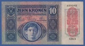 AUSTRIA -- 10 KRONEN ( 1919 - O.D.2.1.1915 ) -- SC- / aUNC -- PICK 51a . - Picture 1 of 2