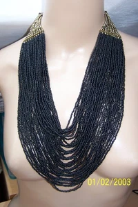 Indianer Schmuck American Indian Perlen Schmuck schwarze/goldene Perlen RAR Top - Bild 1 von 7