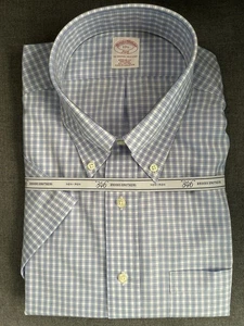 Brooks Brothers 346 Non-Iron Orig Reg Fit Polo Shirt Men Sz 17 1/2 Short Sleeve - Picture 1 of 3