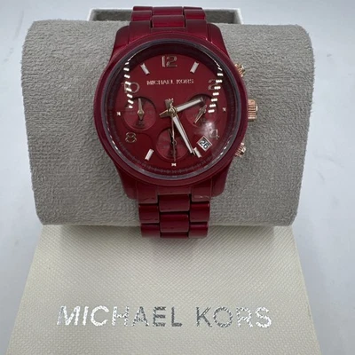 Michael Kors Runway Chronograph Red Stainless Steel Women's Watch MK7436 - Image 1 of 4