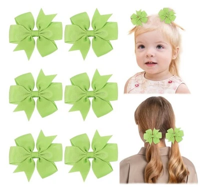 Paquete de 6 3 lazos para el cabello para niñas - clips de molinete de grosgrain Foto 1 de 4