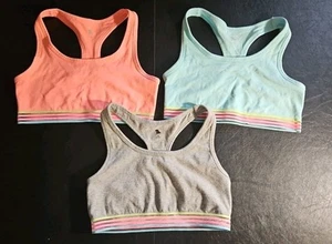 Girls JUSTICE Oh So Soft Racerback Athletic Bra Set - Lot of 3 - Size 32 - Neon - Picture 1 of 10