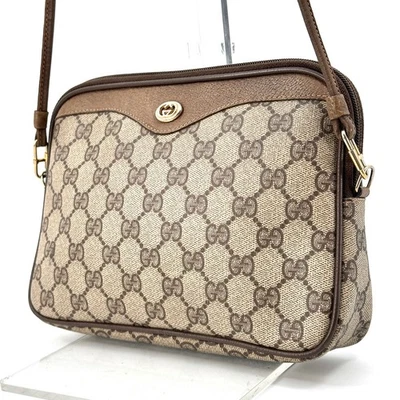 Vintage GUCCI Shoulder Bag GG PVC Leather Brown Authentic 97.02.068 [Rank AB] 2 - Image 1 of 4