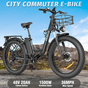 1500W 20Ah 26"Fat Tire 36MPH City Moto Electric Bike for Adult Commuting - Picture 1 of 14