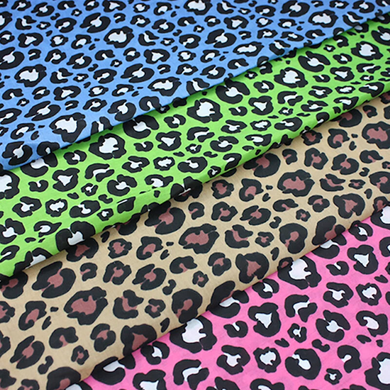 Tela de polialgodón safari animal leopardo estampado en piel colores funky Foto 1 de 1