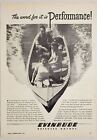 1946 publicité imprimée Evinrude moteurs hors-bord homme et 2 femmes en bateau en bois