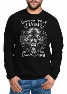 Sweatshirt Herren Spruch Lieber ein Wolf Odins als ein Lamm Gottes Wikinger - Bild 1 von 3