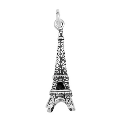Eiffel Tower Paris France 3D 925 Solid Sterling Silver Charm Pendant MADE IN USA - Image 1 of 4