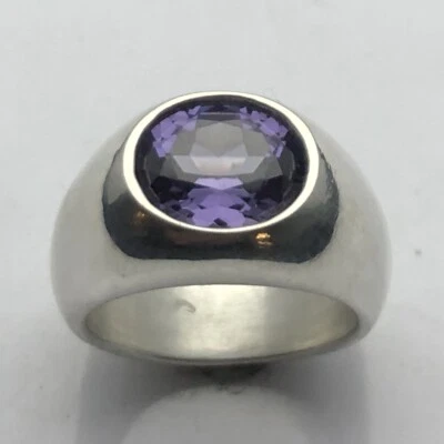 ANILLO HOMBRE PLATA ESTERLINA MJG. LAB ALEJANDRITA 12 X 10mm. 23 gr. Talla 9 3/4 Foto 1 de 4