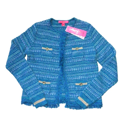 Nuevo con etiquetas Cárdigan Lilly Pulitzer Beckington en Azul Gruta Metálico Tweed Suéter XS Foto 1 de 4