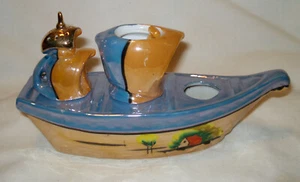 Vintage Japan Lusterware Luster Ware blu condimento barattolo cucchiaio sale fienile barca - Foto 1 di 4