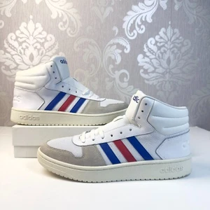 Adidas Hoops 2.0 Herren 10,5 Mittel Weiß Royal Scarlet Basketball Turnschuhe SELTEN UK - Bild 1 von 14