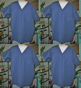 4 Pc Best Medical Unisex Reversible Scrub Top W top pocket Sz Large Navy - Picture 1 of 5