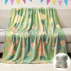 Glow Easter Blanket 50x60 - Soft Rabbit Design, Kids Gift Age 3-10, Machine Wash - Picture 1 of 20