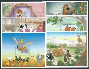 GRENADA GRENADINEN 1988 SGMS1030 6 MS Disney Tier Cartoon Film u/m. Katze £28 - Bild 1 von 1