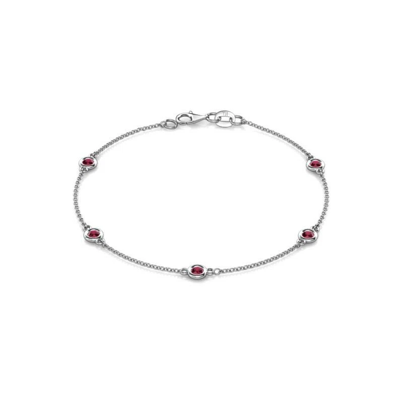 5 Stone Petite Ruby 1/2 ctw Womens Station Bracelet 14K Gold JP:76034 - Image 1 of 1