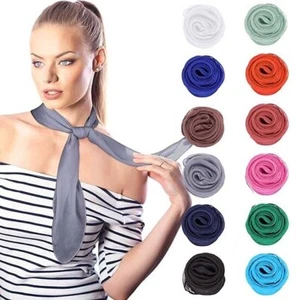 Women Chiffon Scarf 1950s Square Neck Head Scarf Scarves Wrap Soft Stole Shawl❤ - Picture 1 of 31