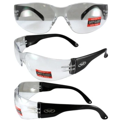 GLOBAL VISION U.S.A Shatterproof Clear Antifog Motorcycle Glasses/Biker Wraps for open face helmets