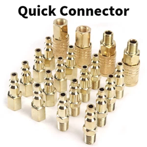 2/4/8pz 1/4 Pollice Ottone Raccordo Tubo Ferma Acqua Femmina Quick Fit Compressione - Foto 1 di 12