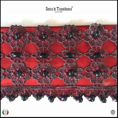 cintura donna firmata ecopelle occasioni speciali macramè vernice ricamata perle - Immagine 1 di 4