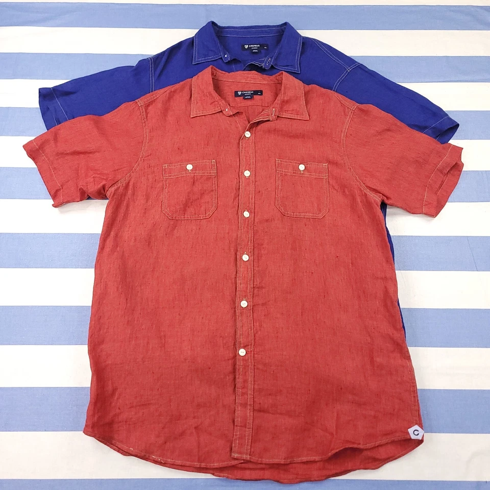 Daniel Cremieux Shirt Bundle Mens Large Red Blue Linen Short Sleeve Resort Beach - Image 1 of 4