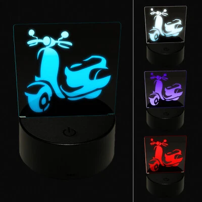 Moped Motor Scooter Motorcycle Vehicle 3D Illusion LED Night Light Sign Lamp - Image 1 of 4