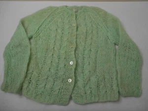 Vintage 1960s 60s Green sweater cardigan wool knit Nylon Italy long pastel S - Picture 1 of 9