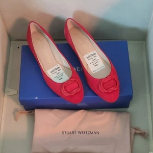 Stuart Weitzman Women's Adeliza Tonal Red Suede Flats Narrow Sizes 6.5 - Picture 1 of 6