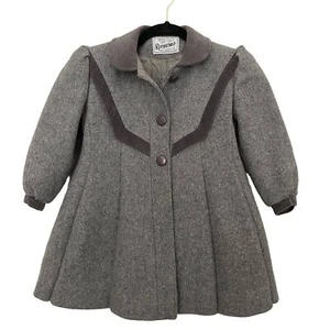 Rothschild Vintage Girls Gray Wool Blend Coat Dress Coat Made in USA - Picture 1 of 9