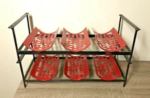 6 botellas modulares geométricas apilables de colección rojo y negro de mediados de siglo Wine Rack - Imagen 1 de 6