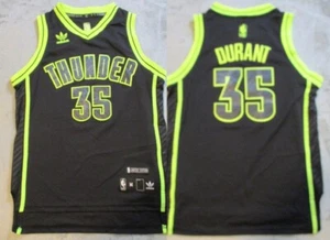 Oklahoma City Thunder Jersey Boys Medium Black Green Neon 35 Kevin Durant Shirt - Picture 1 of 17