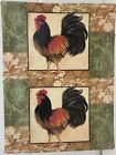 SET OF 2 PLASTIC KITCHEN SEMI-CLEAR PLACEMATS 12"x18", ROOSTER IN THE SQUARE, BH