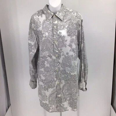 Camisa J Ferrar Para Hombres Talla TL 16-16.5 Manga Larga Algodón Paisley Negra Blanca Botones  Foto 1 de 4