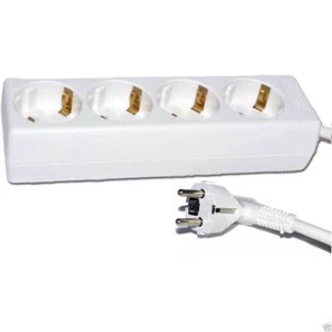 3M 4 Wege Gang Europäische 16 Amp Haupt Verlängerung Schuko Buchsen Weiß [006074 - Bild 1 von 3