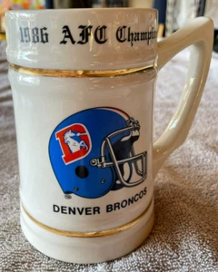 Denver Broncos 1986 AFC Champions Beer Stein Mug Super Bowl 21 XXI 22oz - Picture 1 of 3