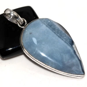 Colgante étnico Owhyee enchapado en plata 925 ópalo azul joyería tamaño 2,3" GW - Imagen 1 de 3