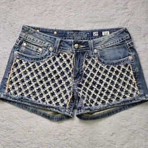 Pantalones cortos de mezclilla Miss Me para mujer talla 29 acolchados estrás brillantes bolsillo con solapa JP6176H - Imagen 1 de 14