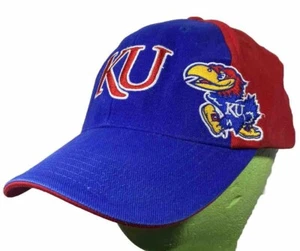 Mütze Kappe Kansas Jayhawks blau rot Seite Logo KU verstellbar Einheitsgröße College NCAA - Bild 1 von 6